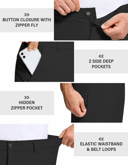 Load image into Gallery viewer, SERAMY Mens Golf Dress Pants Slim Fit Stretch Quick Dry Black Size 36
