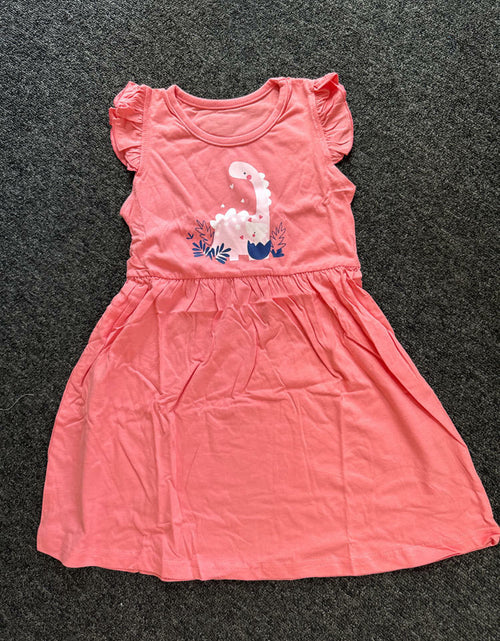 Load image into Gallery viewer, Toddler Girl Dinosaur Sundress Short Sleeve Pink Size 5T

