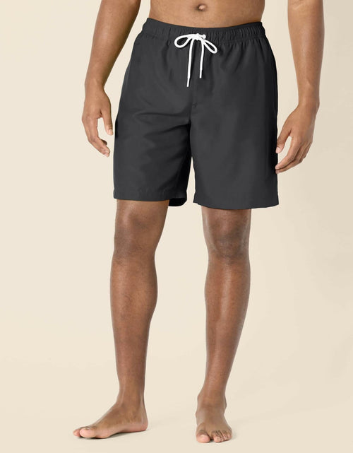 Load image into Gallery viewer, Amazon Essentials Men’s 9" Swim Trunks Black Mesh Lining Pockets Size M
