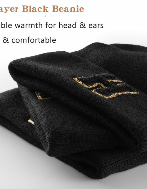Load image into Gallery viewer, Lightbird Initials Beanie Winter Hat Black for Women Teens
