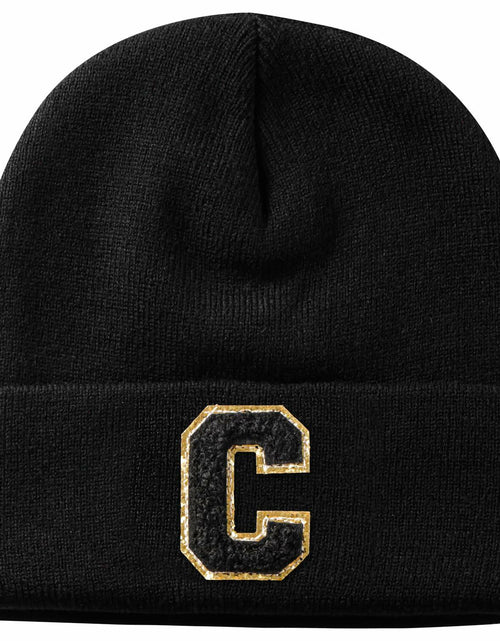 Load image into Gallery viewer, Lightbird Initials Beanie Winter Hat Black for Women Teens
