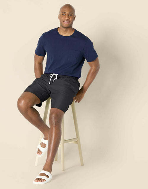 Load image into Gallery viewer, Amazon Essentials Men’s 9" Swim Trunks Black Mesh Lining Pockets Size M
