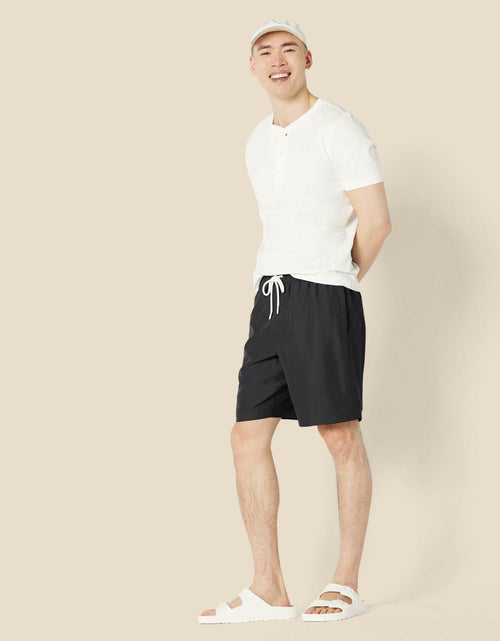 Load image into Gallery viewer, Amazon Essentials Men’s 9" Swim Trunks Black Mesh Lining Pockets Size M
