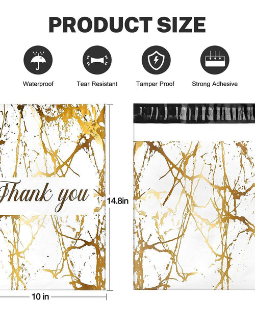 Load image into Gallery viewer, 100 Pack Poly Mailers 10x13 Marble White Self Seal Shipping Bags
