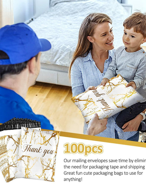 Load image into Gallery viewer, 100 Pack Poly Mailers 10x13 Marble White Self Seal Shipping Bags

