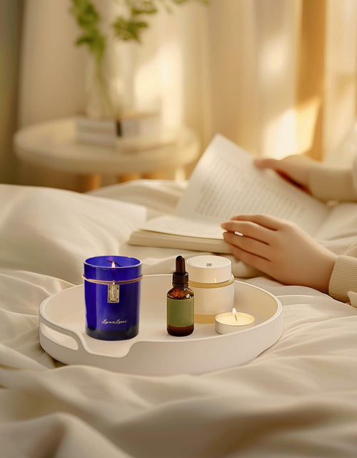 Load image into Gallery viewer, LunaLoved Tarot Wheel of Fortune Soy Candle Wood Citrus Bergamot Cedarwood
