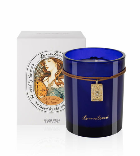 LunaLoved Tarot Wheel of Fortune Soy Candle Wood Citrus Bergamot Cedarwood