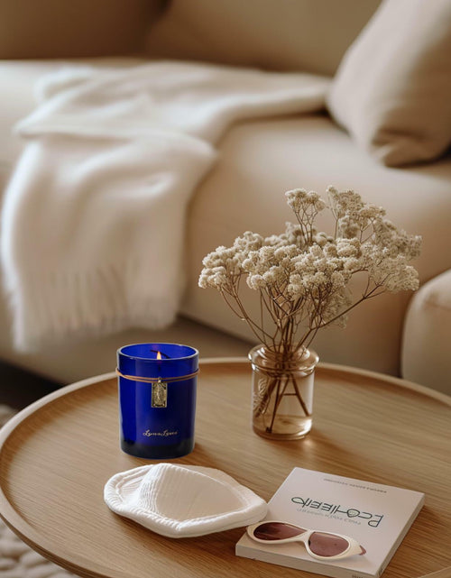 Load image into Gallery viewer, LunaLoved Tarot Wheel of Fortune Soy Candle Wood Citrus Bergamot Cedarwood
