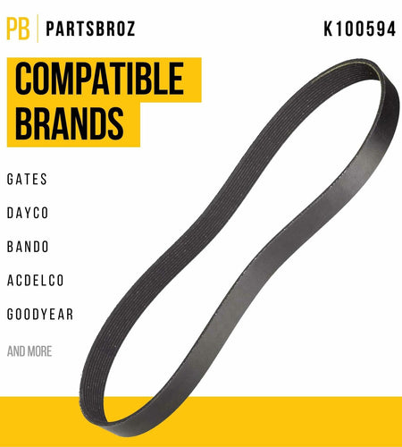 PartsBroz K070901 Micro-V Serpentine Drive Belt Black Compatible Gates