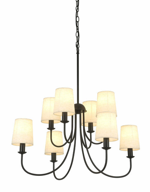 Load image into Gallery viewer, Mieloxiy 8 Light Modern Black Metal Linen Chandelier E12 Bulbs Not Included
