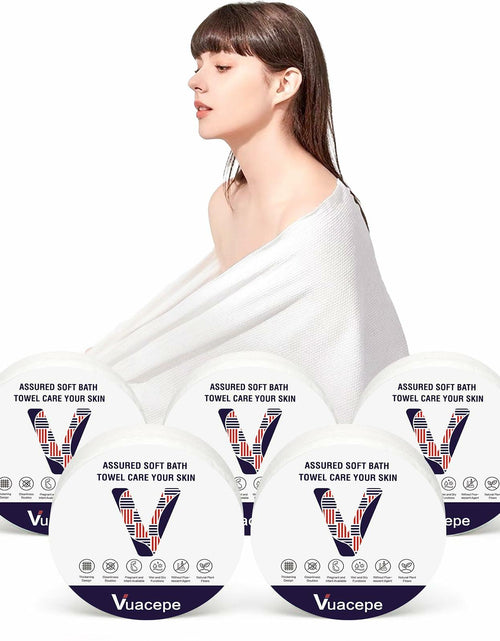 Load image into Gallery viewer, vuacepe Disposable Compressed Bath Towels Cotton Soft 27.5x55.1in 5 Pack
