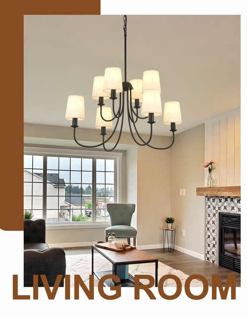 Load image into Gallery viewer, Mieloxiy 8 Light Modern Black Metal Linen Chandelier E12 Bulbs Not Included

