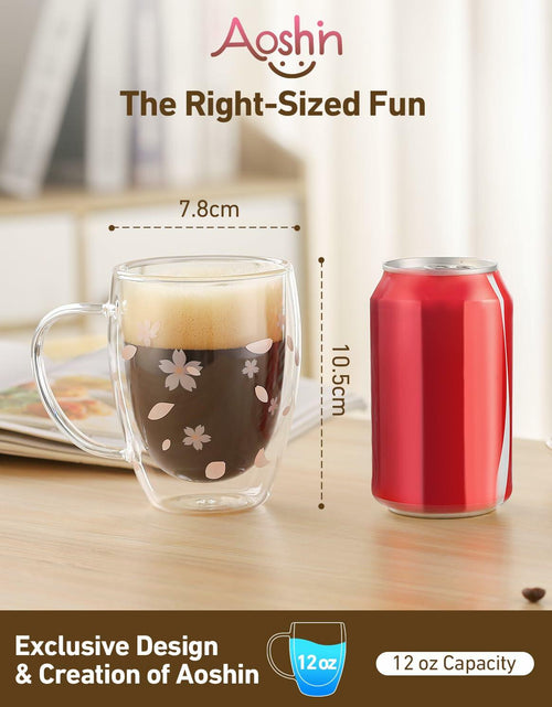 Load image into Gallery viewer, Double Walled Glass Coffee Mug Dolphins 9oz Clear Insulated Cup
