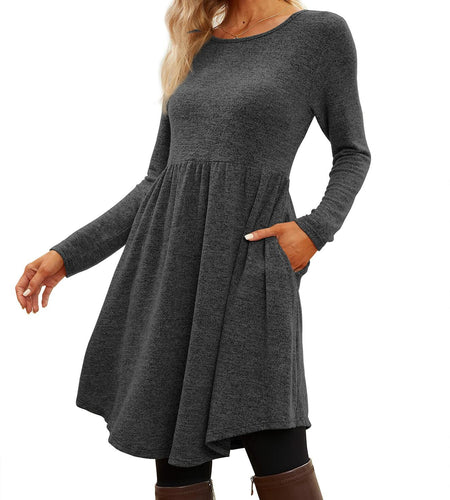 Jar of Love Womens Long Sleeve Mini Sweater Dress Dark Grey Size M