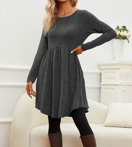 Jar of Love Womens Long Sleeve Mini Sweater Dress Dark Grey Size M