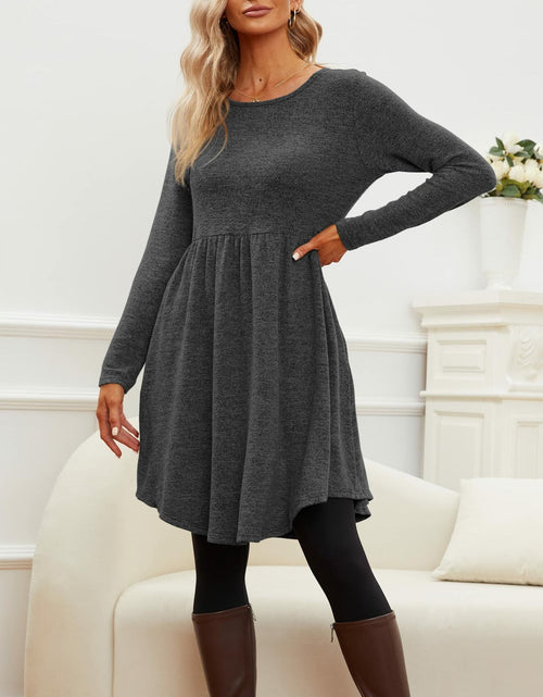 Load image into Gallery viewer, Jar of Love Womens Long Sleeve Mini Sweater Dress Dark Grey Size M
