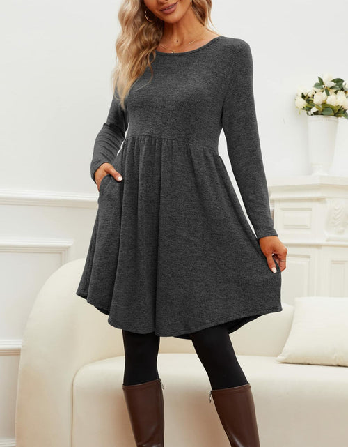 Load image into Gallery viewer, Jar of Love Womens Long Sleeve Mini Sweater Dress Dark Grey Size M
