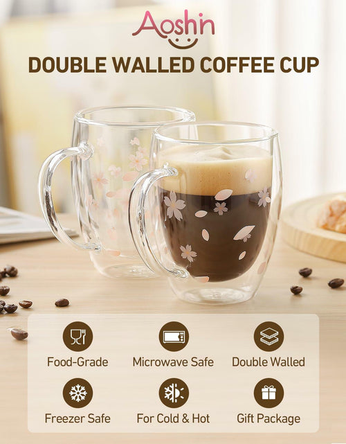 Load image into Gallery viewer, Double Walled Glass Coffee Mug Dolphins 9oz Clear Insulated Cup

