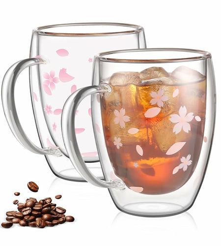 Double Walled Glass Coffee Mug Dolphins 9oz Clear Insulated Cup