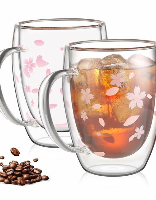 Load image into Gallery viewer, Double Walled Glass Coffee Mug Dolphins 9oz Clear Insulated Cup
