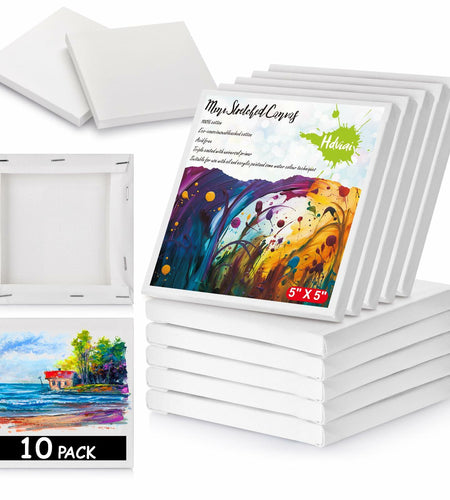 12PCS Mini Canvas and Easel Set 4x4in Cotton Canvases Small Art Stand