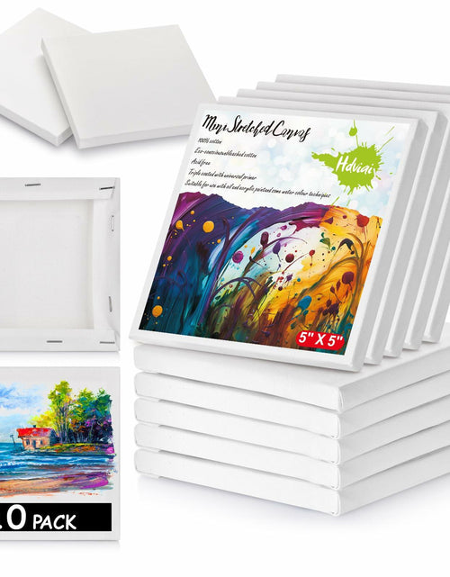 Load image into Gallery viewer, 12PCS Mini Canvas and Easel Set 4x4in Cotton Canvases Small Art Stand

