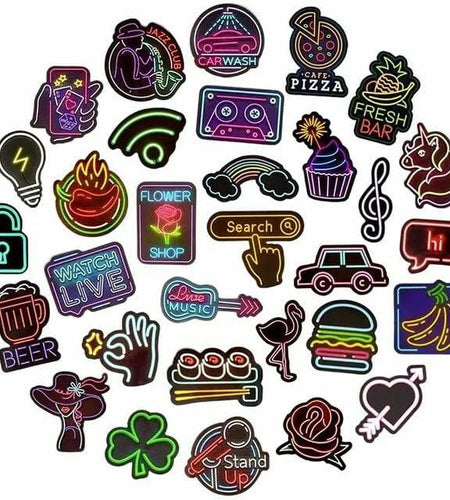 Neon Waterproof Vinyl Stickers Pack 50pcs Multicolor for Laptop Water Bottle
