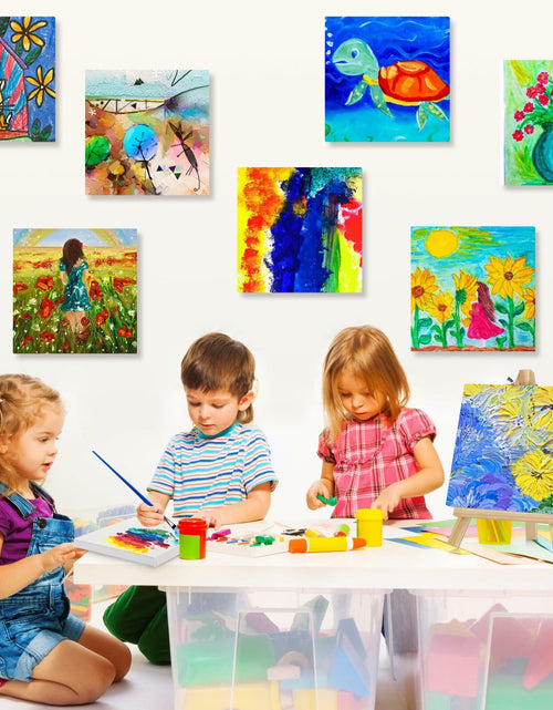 Load image into Gallery viewer, 12PCS Mini Canvas and Easel Set 4x4in Cotton Canvases Small Art Stand
