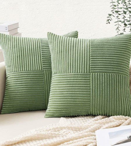 EMEMA Corduroy Throw Pillow Covers 12x20 Rust Pack of 2 Boho Decorative