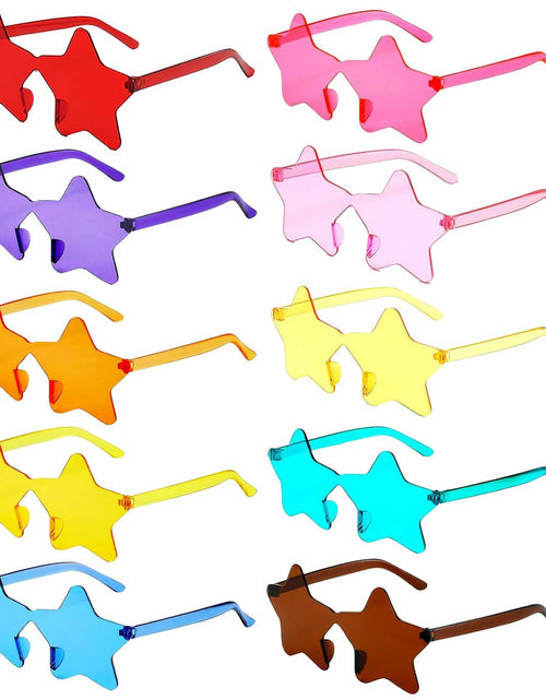 Load image into Gallery viewer, HELYKAKA 10 Pairs Star Shape Rimless Colorful Sunglasses Bulk Party Favors

