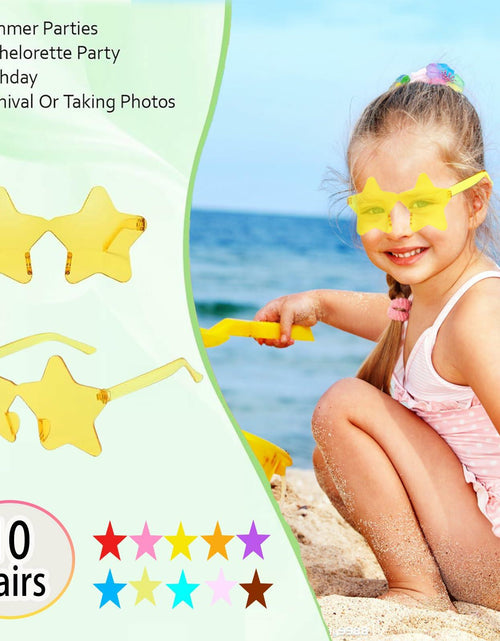 Load image into Gallery viewer, HELYKAKA 10 Pairs Star Shape Rimless Colorful Sunglasses Bulk Party Favors
