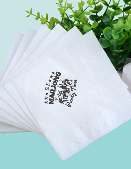 Load image into Gallery viewer, VOWFOO Mahjong Cocktail Napkins 100pcs 5x5 2-ply Mahjong Retirement Plan
