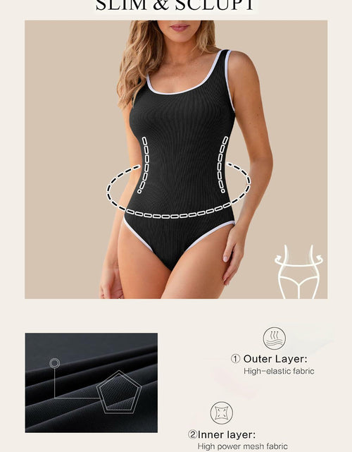 Load image into Gallery viewer, Aleumdr One Piece Swimsuit Women High Cut Tummy Control Ribbed Black Size S
