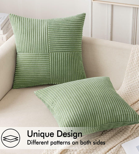 EMEMA Corduroy Throw Pillow Covers 12x20 Rust Pack of 2 Boho Decorative
