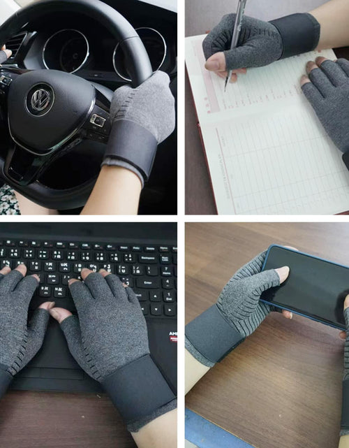 Load image into Gallery viewer, VigorGlove Copper Fit Arthritis Gloves Adjustable Belt Anti-Slip Black 2 Pairs M
