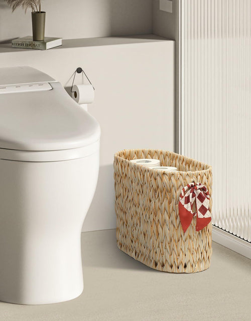 Load image into Gallery viewer, ELINZINE Toilet Paper Holder &amp; Storage Basket for 6 Mega Rolls Grey 1 Pack
