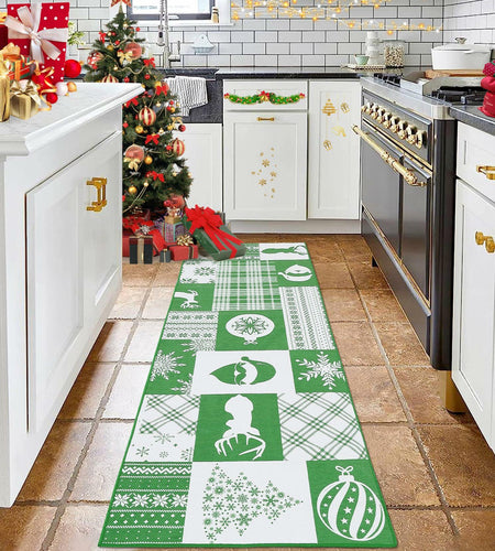 CAREMEE Christmas Area Rug Non-Slip Washable Green 2x3 FT Holiday Decor