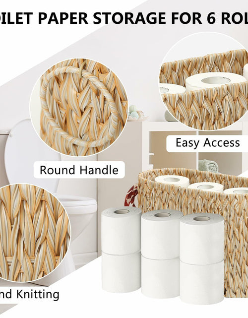 Load image into Gallery viewer, ELINZINE Toilet Paper Holder &amp; Storage Basket for 6 Mega Rolls Grey 1 Pack
