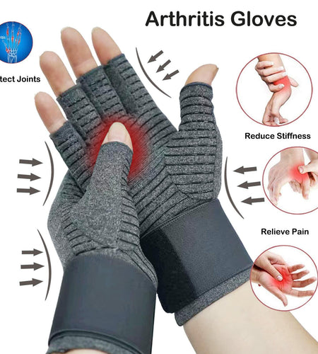 VigorGlove Copper Fit Arthritis Gloves Adjustable Belt Anti-Slip Black 2 Pairs M