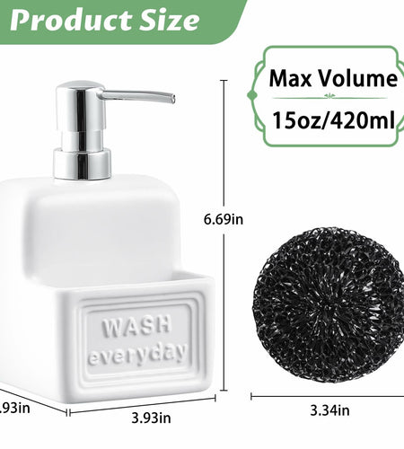 RQYIXI Ceramic Dish Soap Dispenser with Sponge Holder 2 Pack Kitchen
