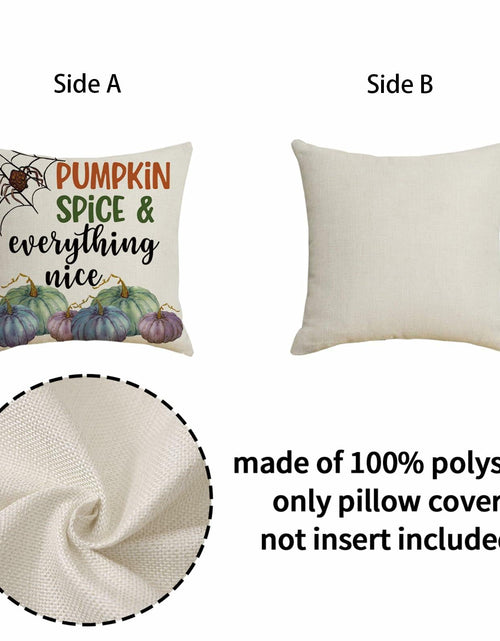 Load image into Gallery viewer, Fall Pumpkin Maple Leaf Pillow Covers 18x18 Set of 4 Autumn Thanksgiving
