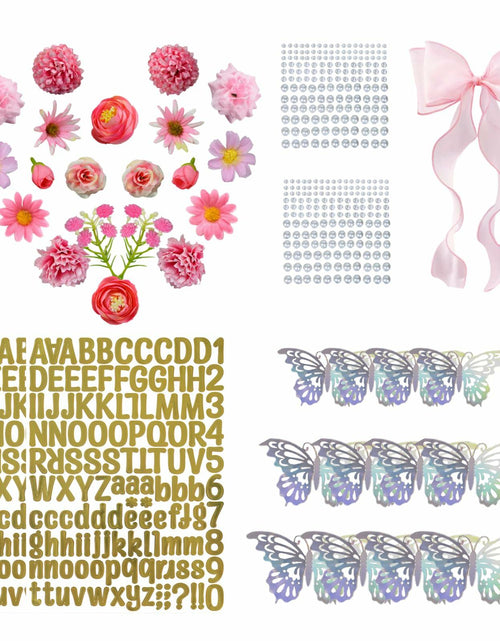 Load image into Gallery viewer, Graduation Cap Decorations 2025 Grad Kit Flowers Butterfly Pearls DIY Set
