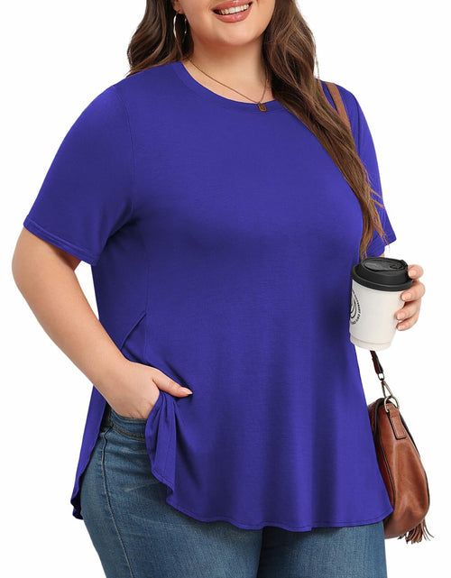 Load image into Gallery viewer, ZHUHOUSE Women's Plus Size Short Sleeve Tunic Blouse Black XL

