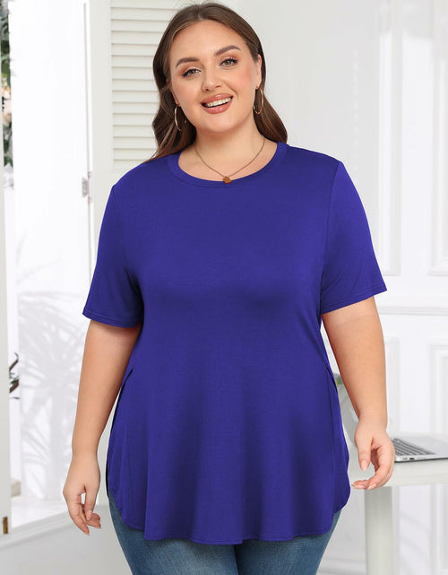 Load image into Gallery viewer, ZHUHOUSE Women's Plus Size Short Sleeve Tunic Blouse Black XL
