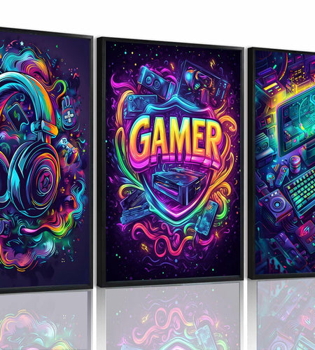 Yolbcdr Gaming Posters Set of 3 Video Game Wall Art 16x24in Unframed