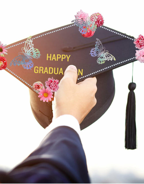 Load image into Gallery viewer, Graduation Cap Decorations 2025 Grad Kit Flowers Butterfly Pearls DIY Set
