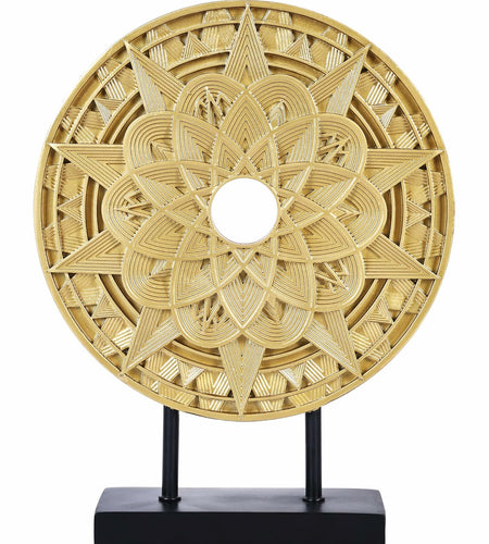 Geometric Mandala Decorative Sculpture Round Art Piece White Elegant Decor