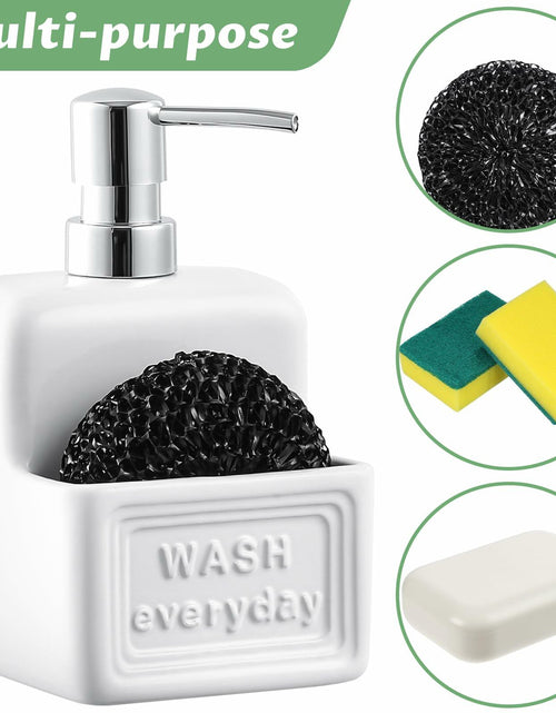 Load image into Gallery viewer, RQYIXI Ceramic Dish Soap Dispenser with Sponge Holder 2 Pack Kitchen
