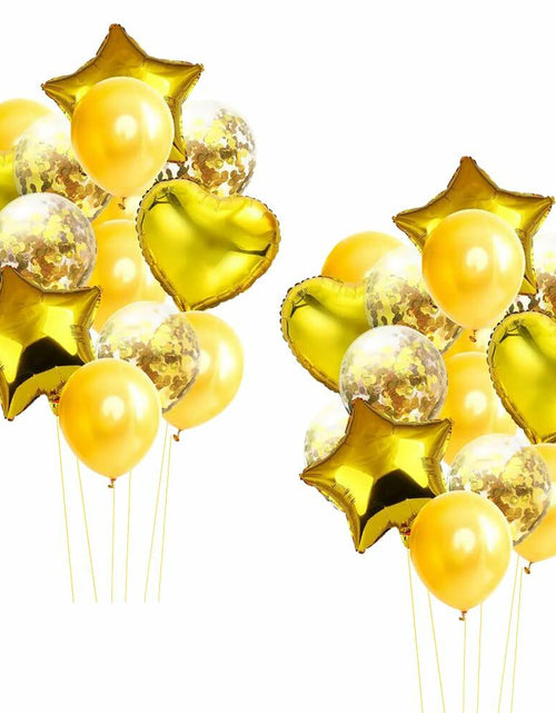 Load image into Gallery viewer, 28Pcs Happy Birthday Foil Balloons Star Heart 18" Gold Confetti
