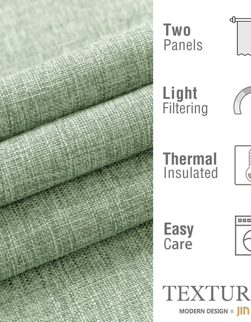 Load image into Gallery viewer, Jinchan Faux Linen Curtains 96” Gray Farmhouse Grommet Light Filtering Set
